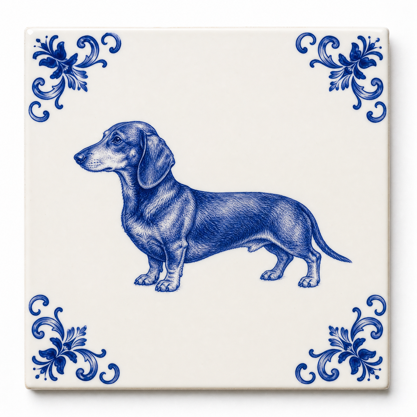 Art Fliese Dackel – Delft Blau