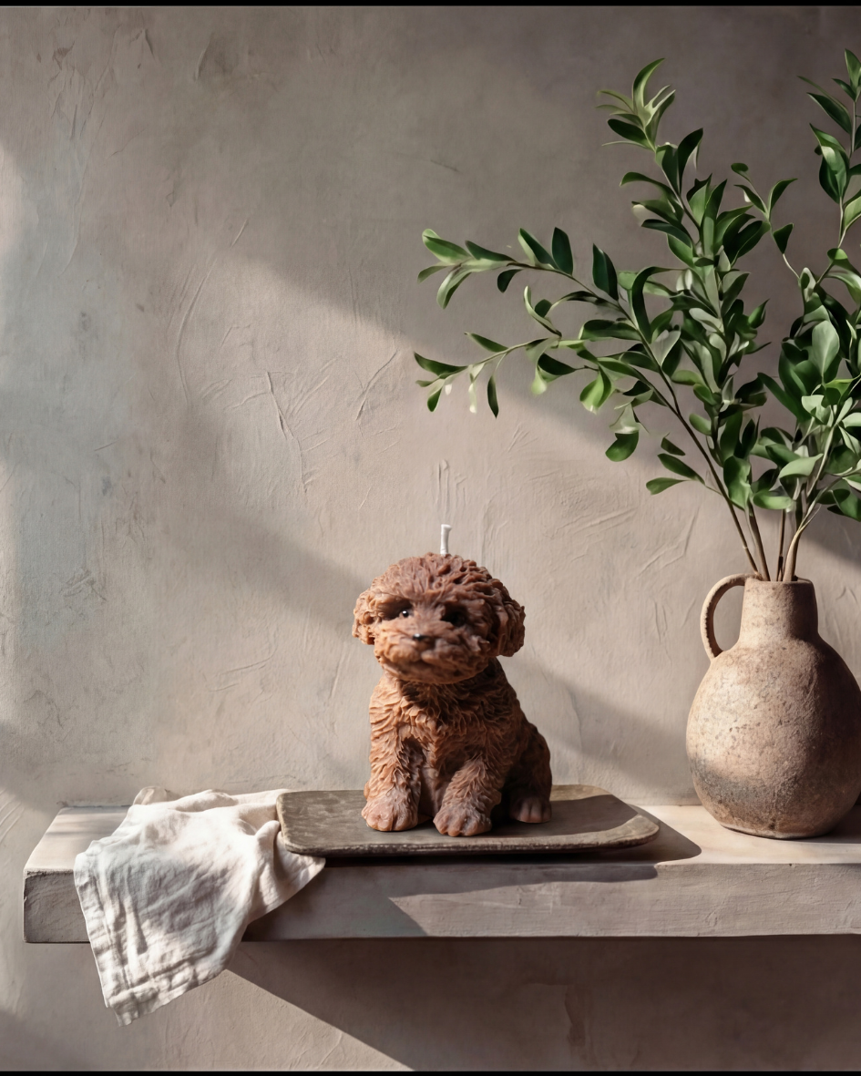 Pudelkerze – handgefertigte Skulpturkerze