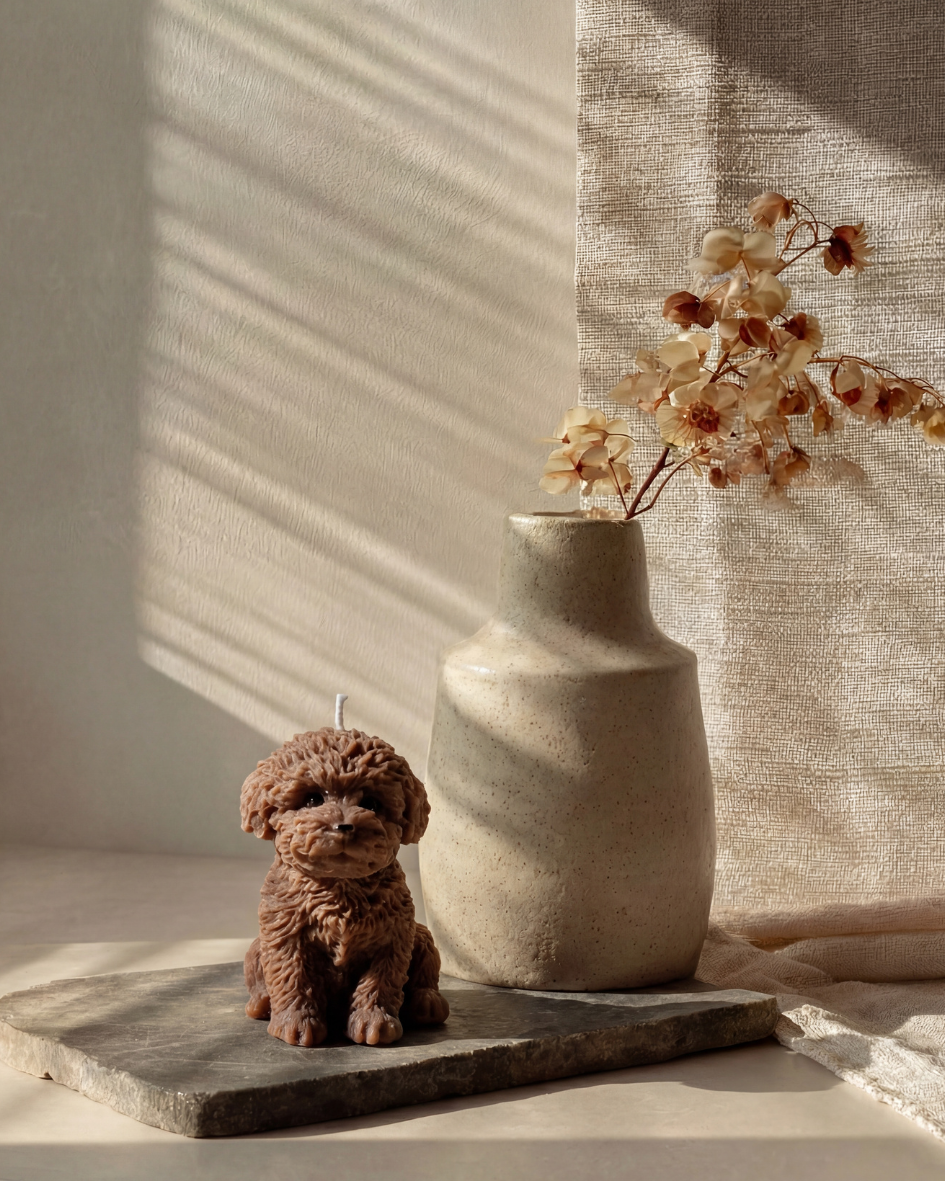 Pudelkerze – handgefertigte Skulpturkerze