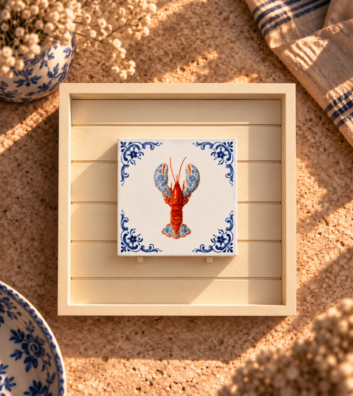 Fliese im beigen Wechselrahmen