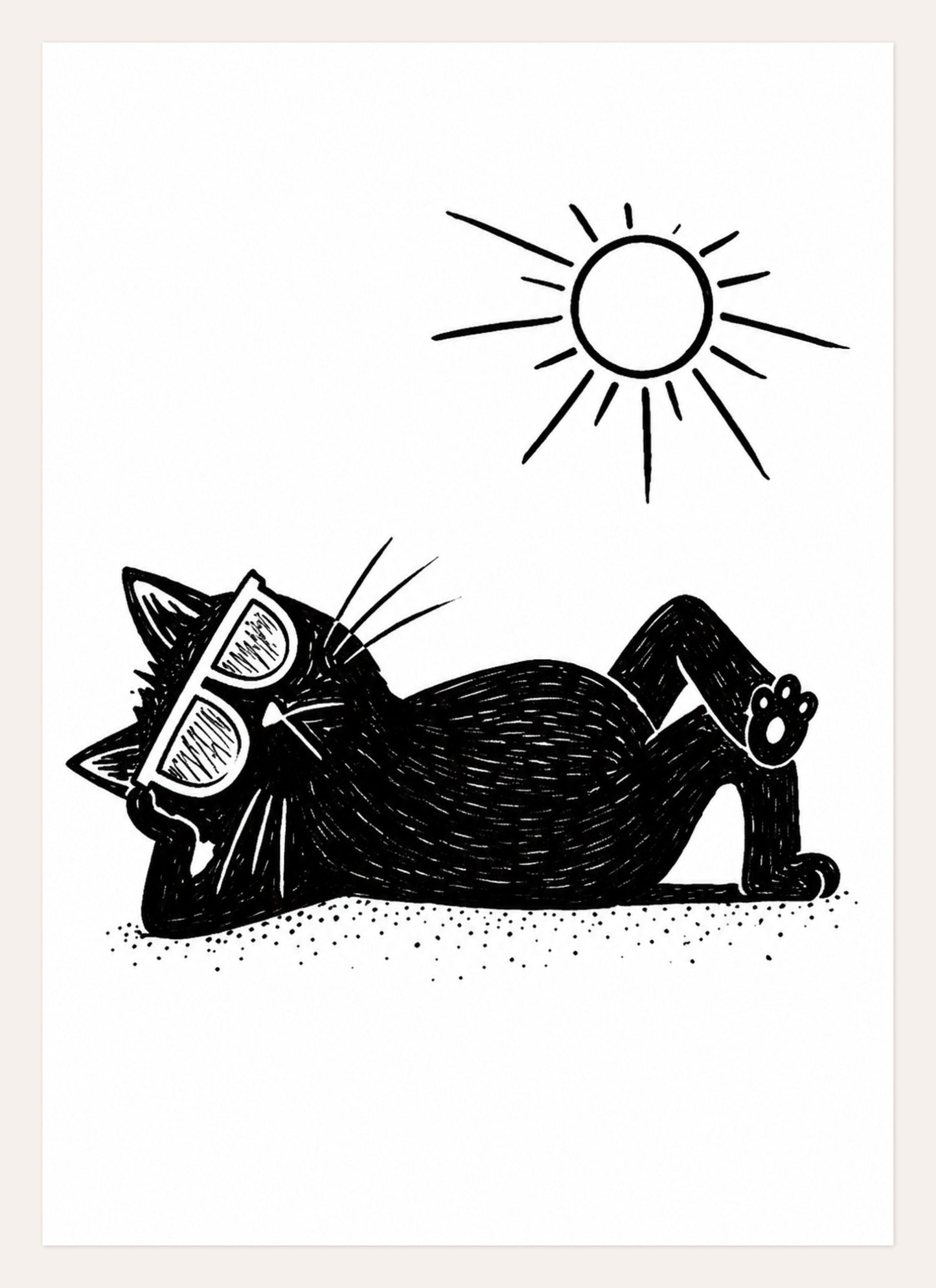 Sunbathing Cat – A3