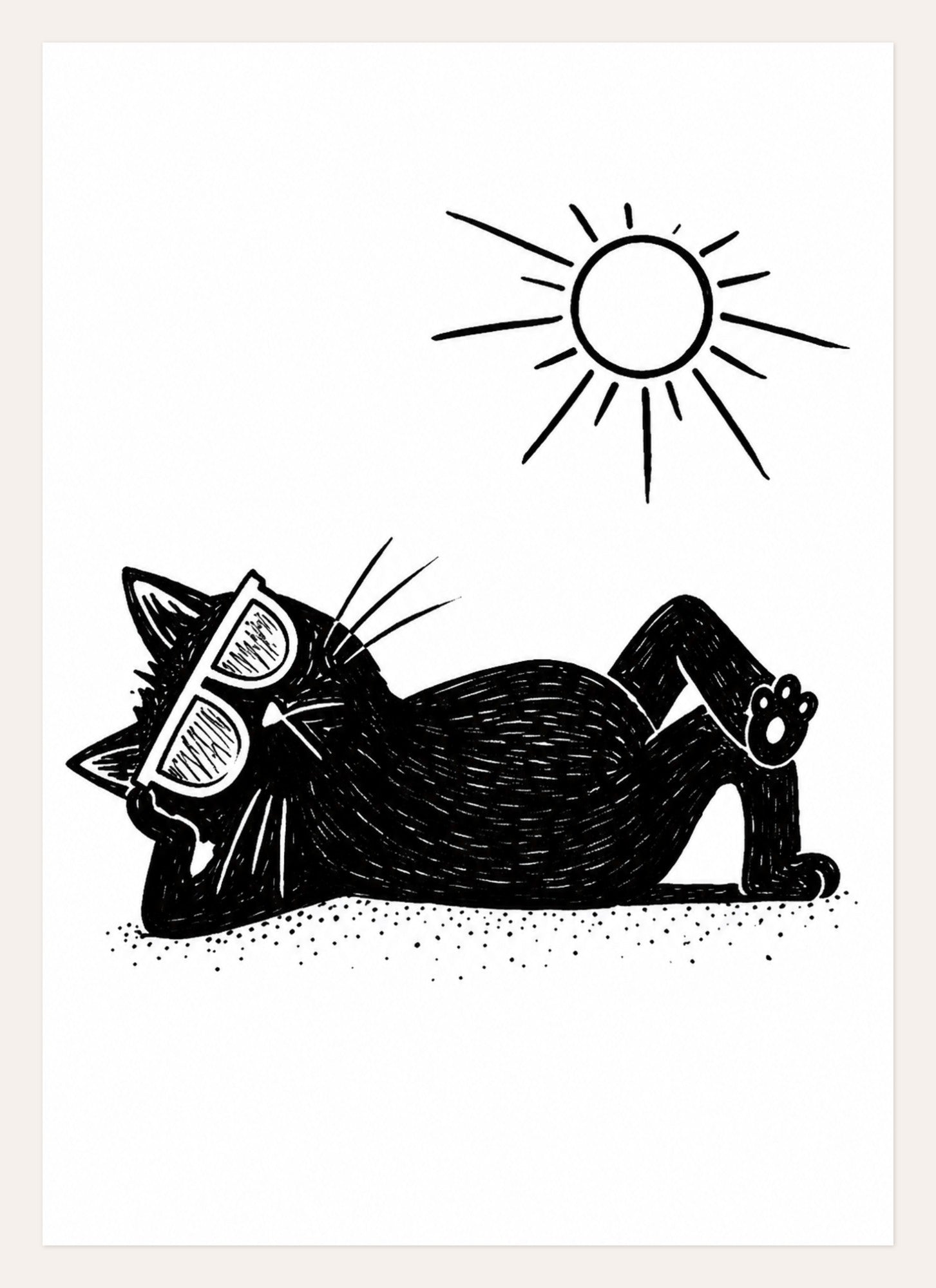 Sunbathing Cat – A3
