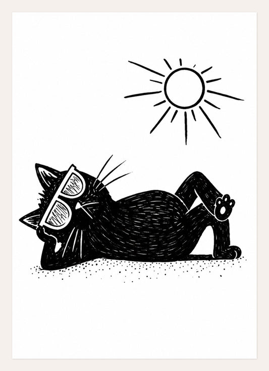 Sunbathing Cat – A3