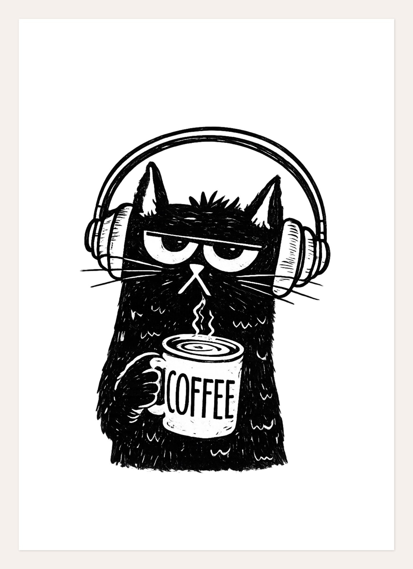 Coffee Mood Cat – A3