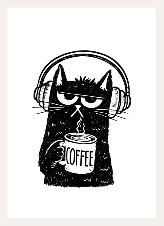Coffee Mood Cat – A3