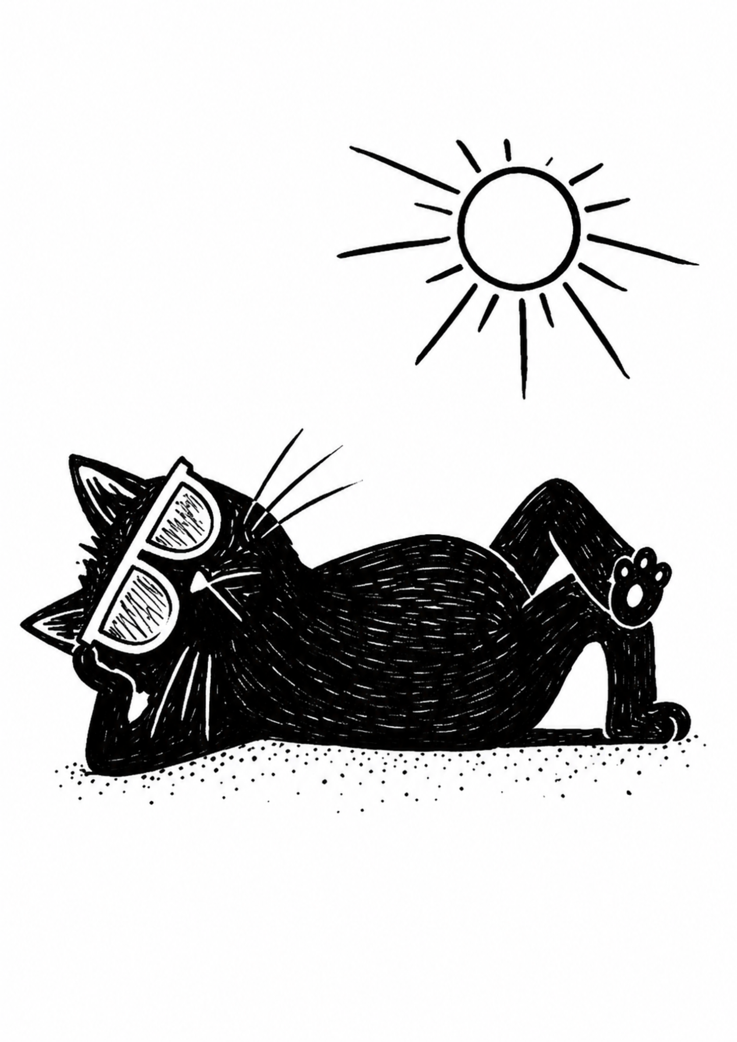Sunbathing Cat – A3
