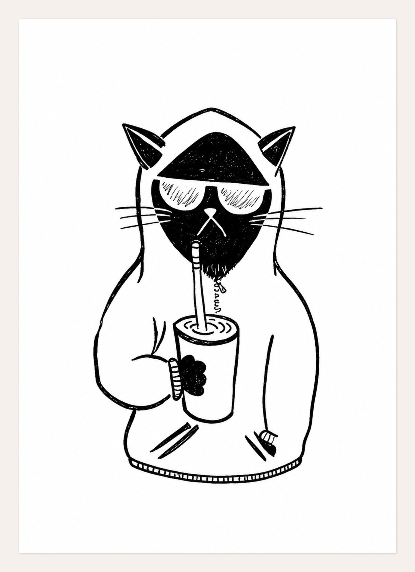 Cool Sip Cat – A3