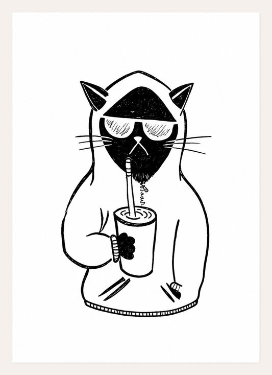 Cool Sip Cat – A3