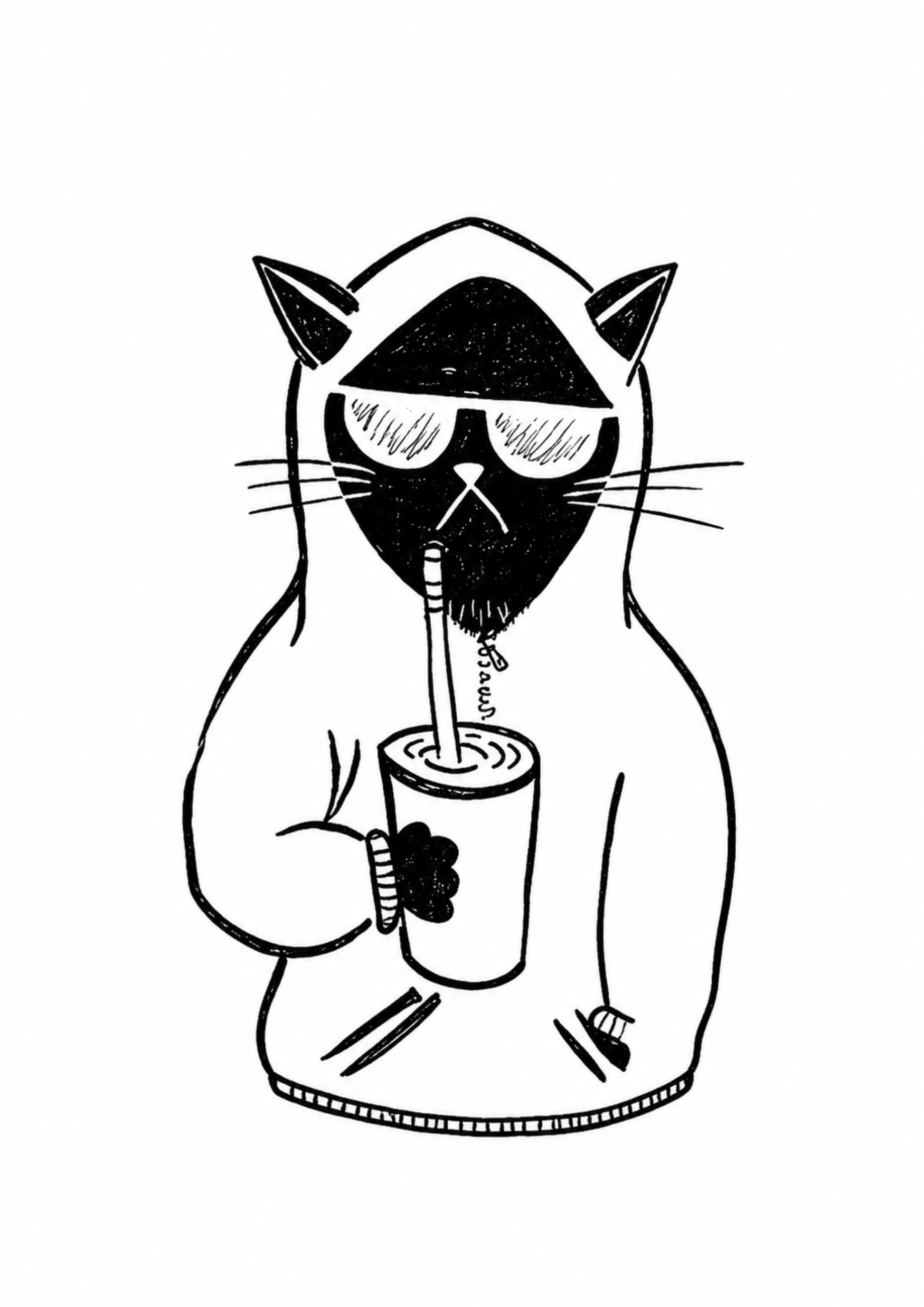 Cool Sip Cat – A3
