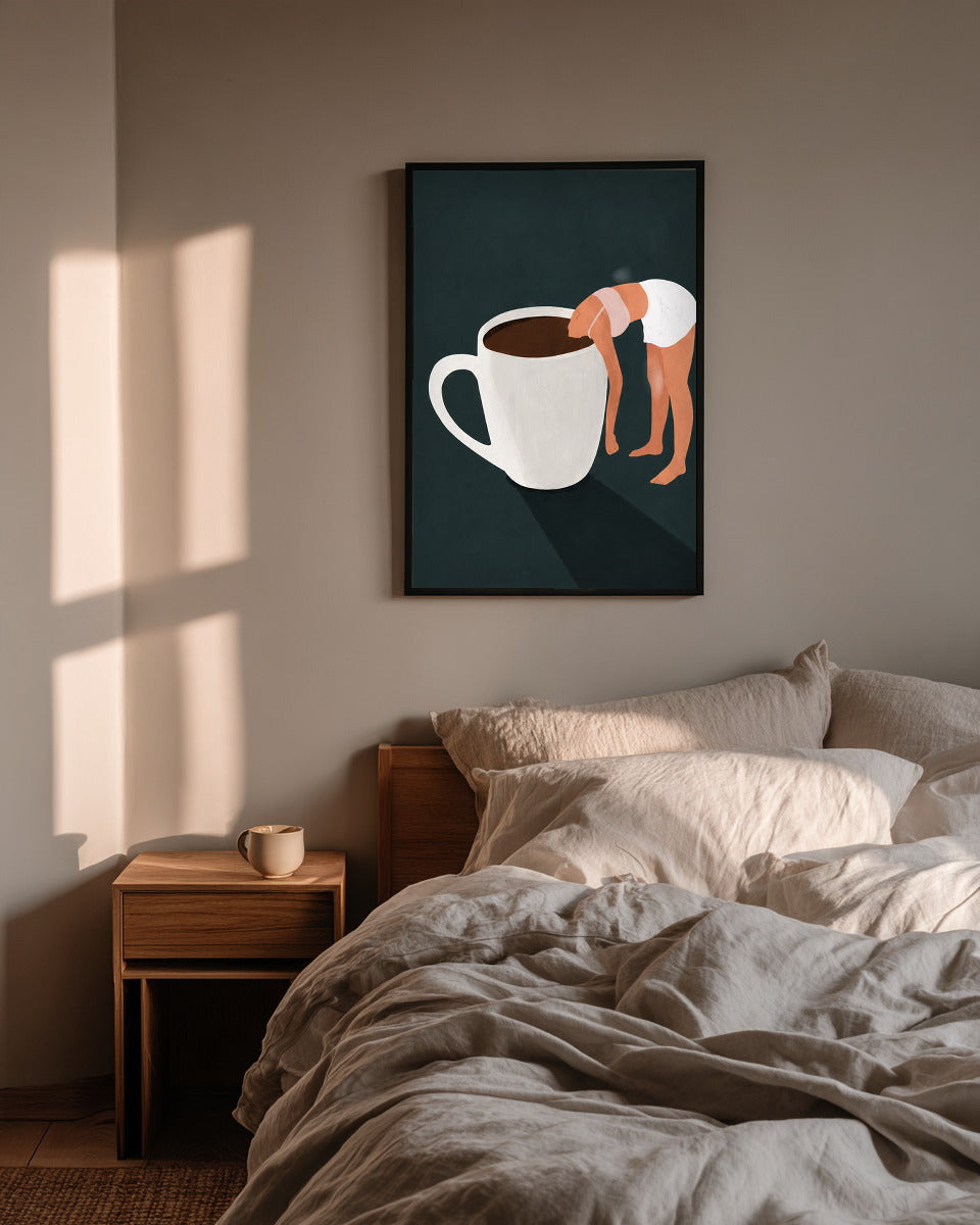 Kopf in den Kaffee